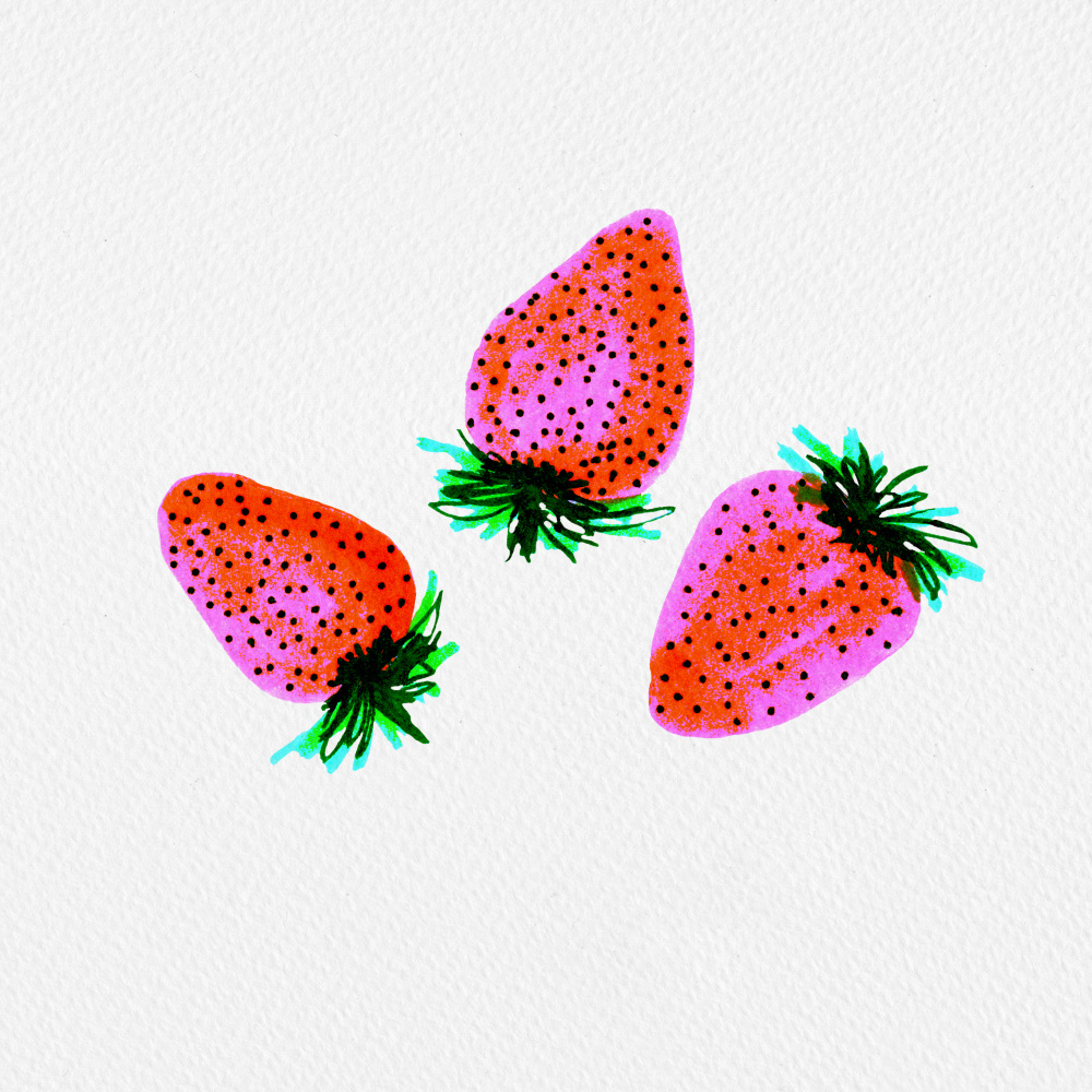 Red Lavender Sweet Strawberries Fruit von Michele Channell