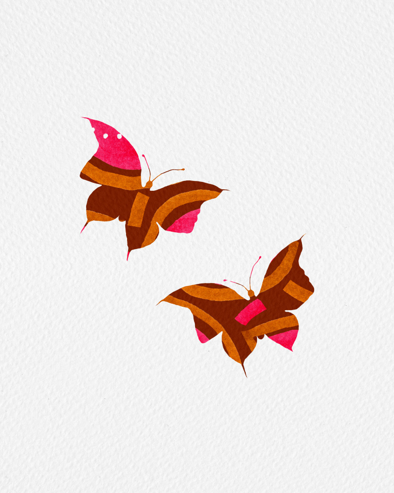 Butterflies Pink Brown Shape Silhouette von Michele Channell