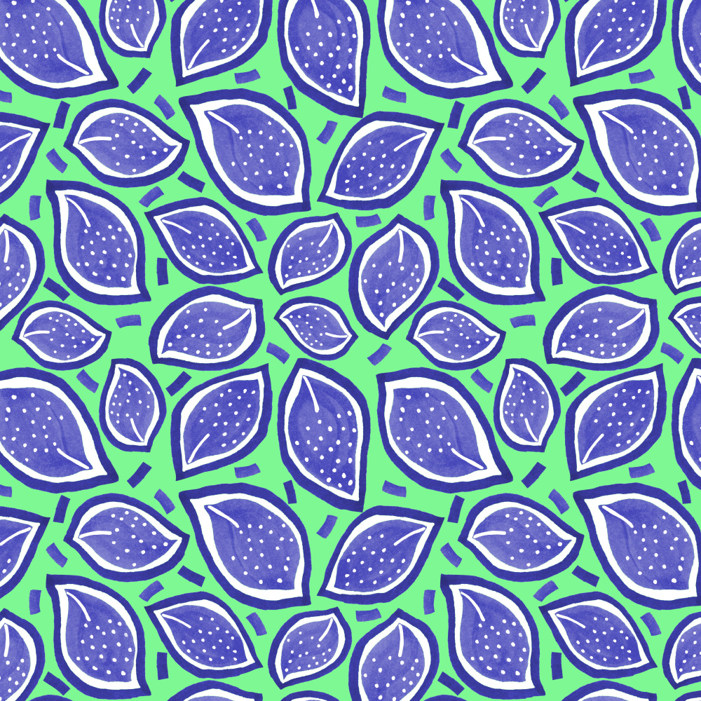 Scattered Leaves Polka Dot Navy On Green von Michele Channell