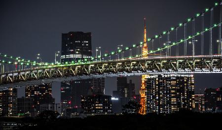 Rainbow bridge at night