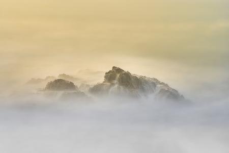 Reef in the sea at sunrise