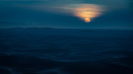 Sunset in the Sahara desert