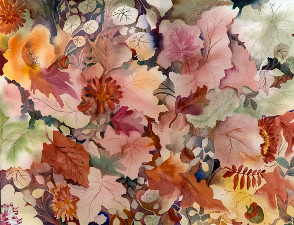 Autumn Leaves and flowers von Neela Pushparaj