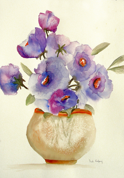 Purple Anemones in a vase von Neela Pushparaj