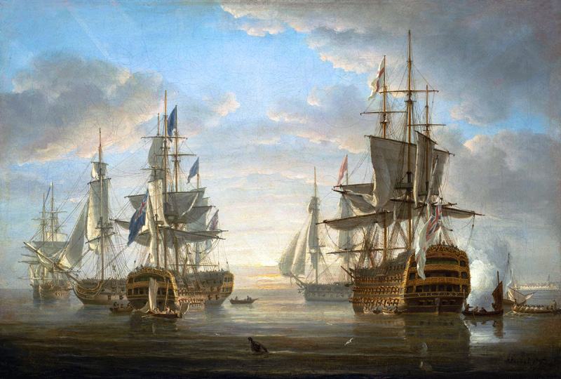 The fleet of warships in which Horatio Nelson (1758-1805) was a captain during the Revolutionary and von Nicholas Pocock