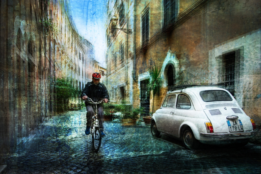 Cyclist in the alley von Nicodemo Quaglia