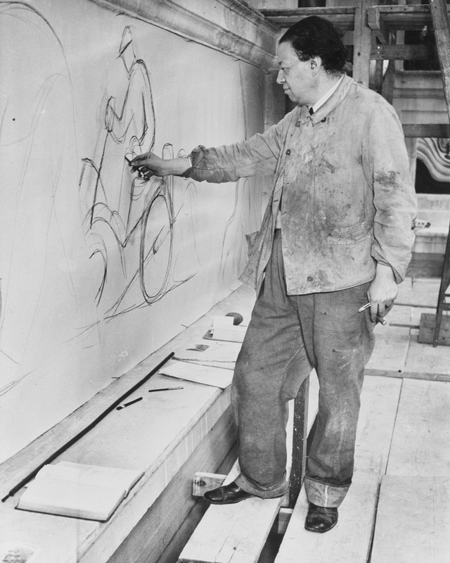 Diego Rivera working Detroit Industry Murals von 