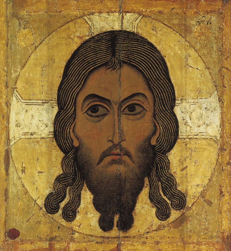 The Holy Face (tempera & gold on panel) von Novgorod School