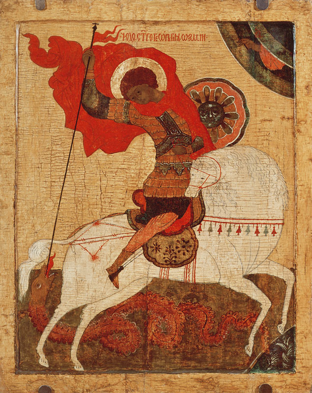 St.George and the Dragon: Icon von Novgorod School