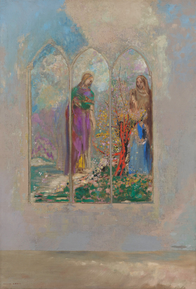 Hingabe am roten Busch von Odilon Redon