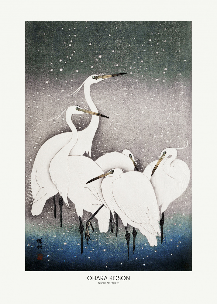 Group Of Egrets von Ohara Shôson