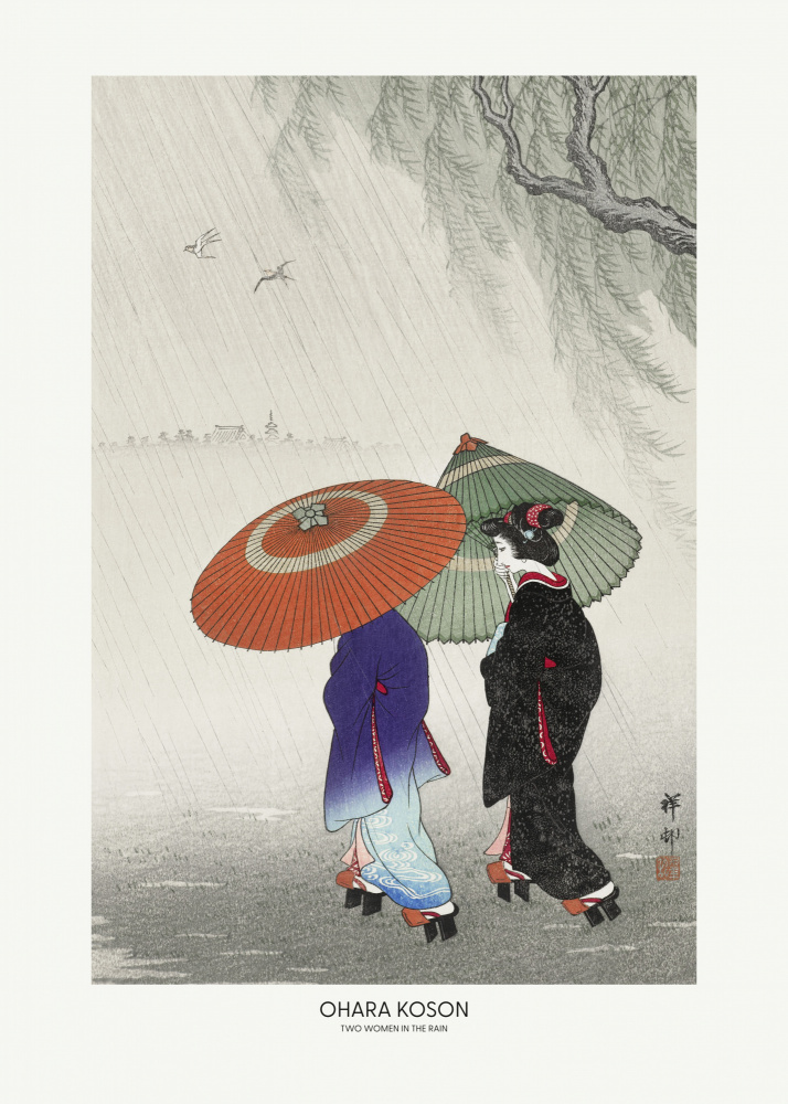 Two Women In The Rain von Ohara Shôson