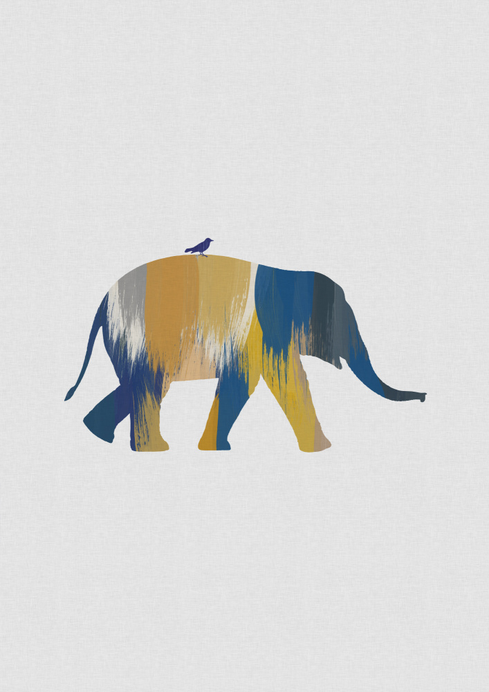 Blue & Yellow Elephant von Orara Studio