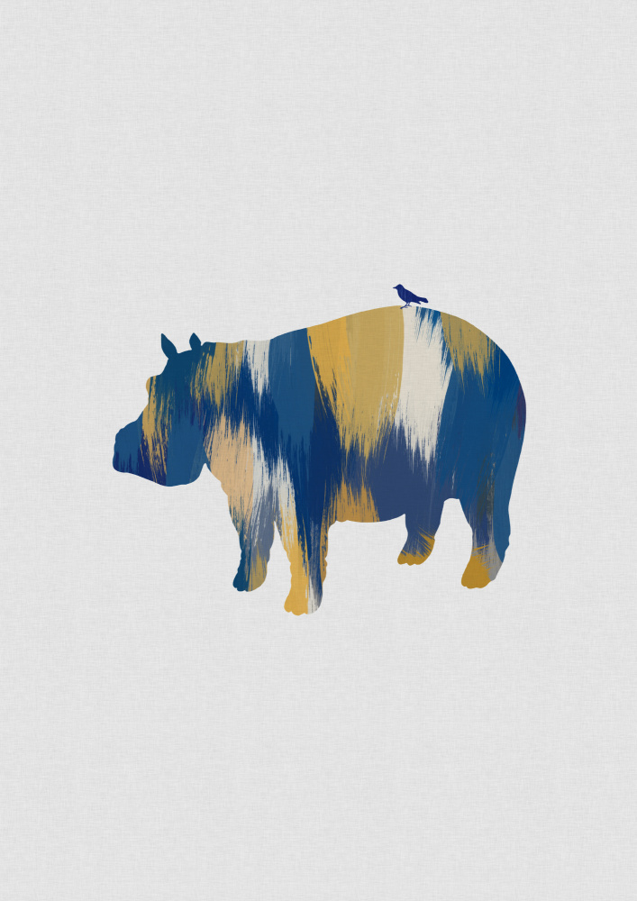 Blue & Yellow Hippo von Orara Studio