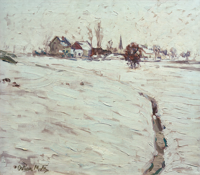 Schneelandschaft bei Grafrath von Oskar Moll