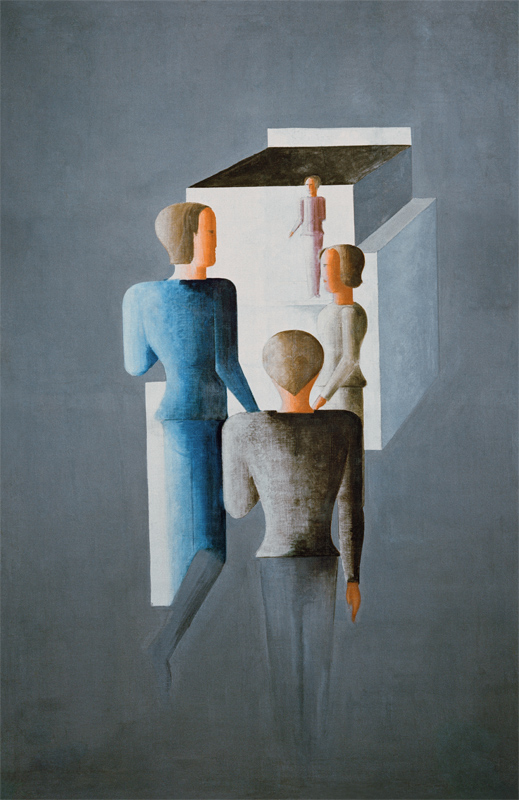 Vier Figuren und Kubus von Oskar Schlemmer