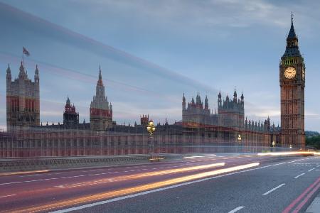 Big Ben with bright trails