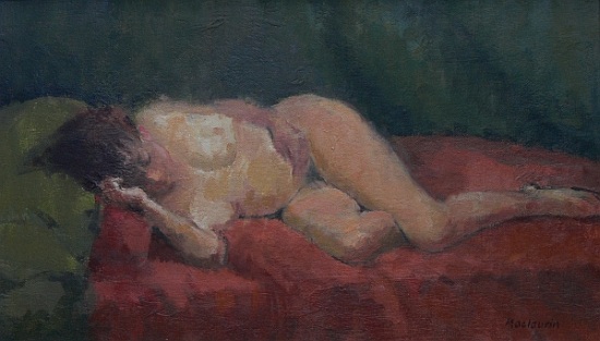 Nude on red and green von  Pat  Maclaurin