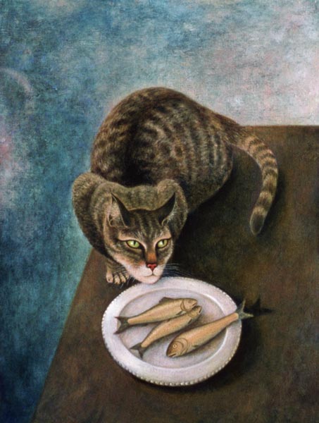 Emily with Three Trout (oil on canvas)  von Patricia  O'Brien