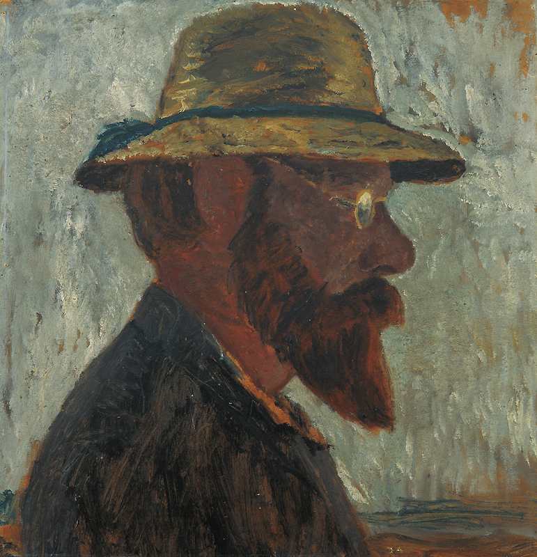 Otto Modersohn mit Strohhut im Profil nach rechts von Paula Modersohn-Becker