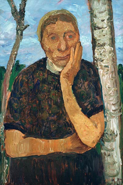 Bäuerin zwischen Bircken von Paula Modersohn-Becker