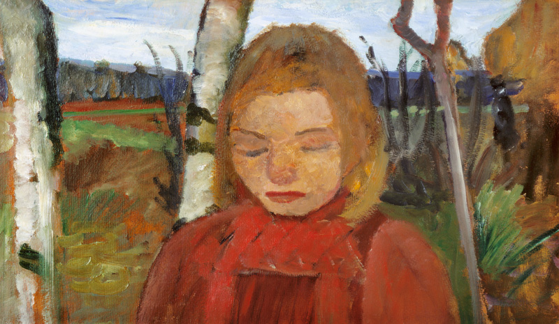 Mädchen vor Landschaft. von Paula Modersohn-Becker