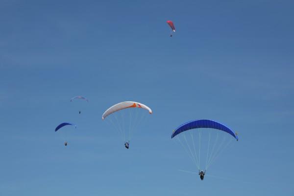 5 Paragleiter im Flug von Peter Wienerroither