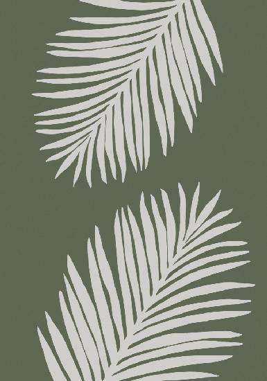 PALM LEAF 06 GREEN WHITE