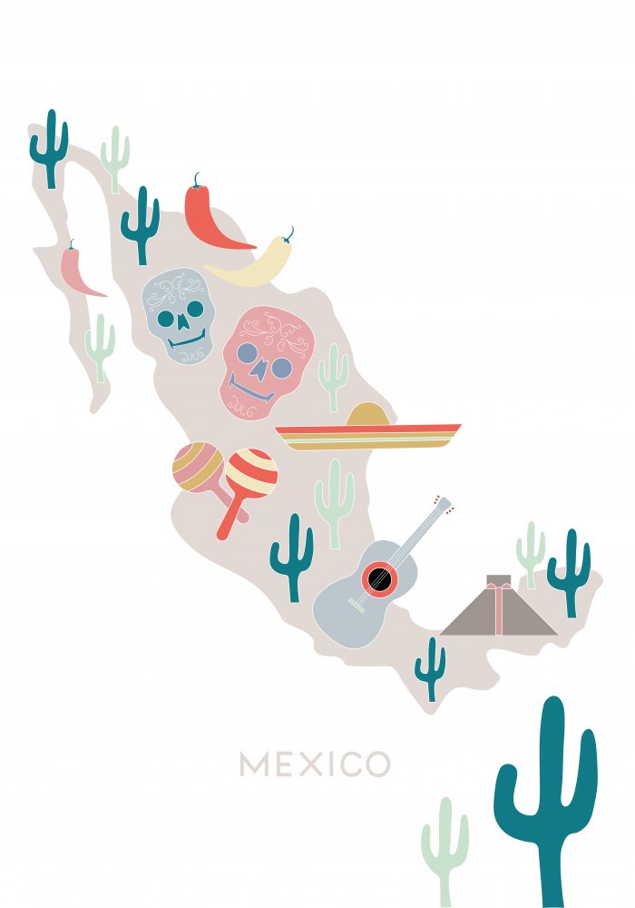 Mexico Map No 1 von Pictufy Studio II