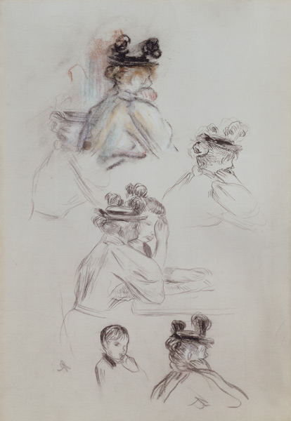 Worksheet with Seven Figures (charcoal, ink & pastel on von Pierre-Auguste Renoir