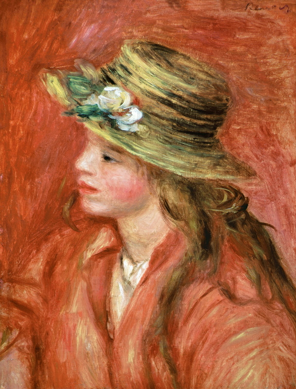 Junges Mädchen mit Strohhut von Pierre-Auguste Renoir