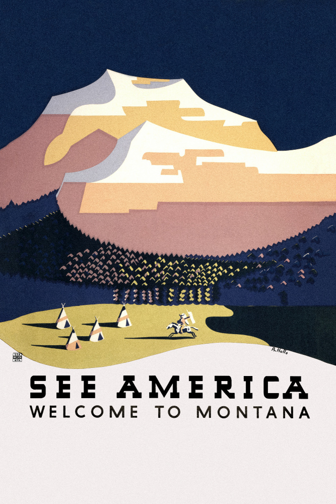 See America. Welcome To Montana (1936) Travel Poster By Richard Halls von Plakatkunst