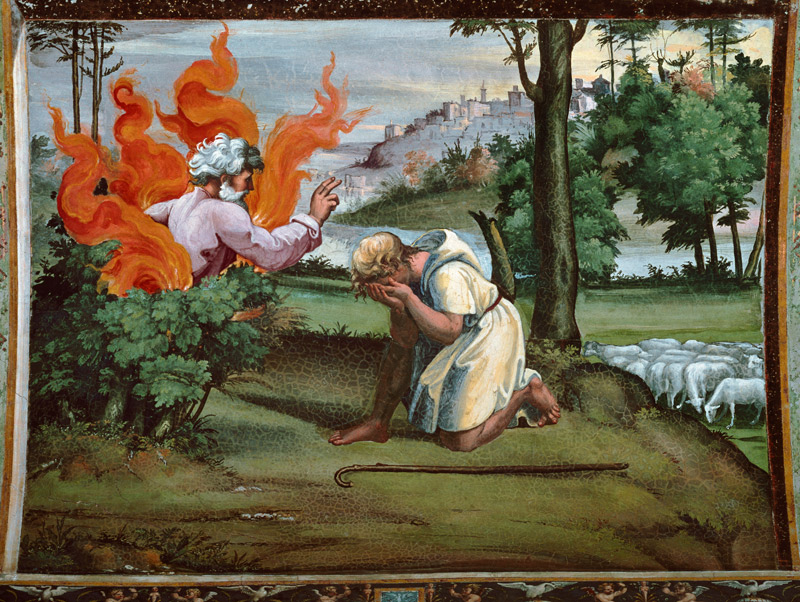 Raphael/Moses a.burning thorn bush/c1515 von Raffael - Raffaello Santi