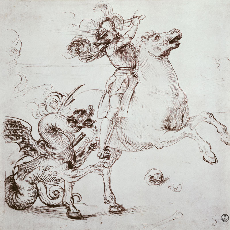 St. George and the Dragon (pen & ink on paper) von Raffael - Raffaello Santi