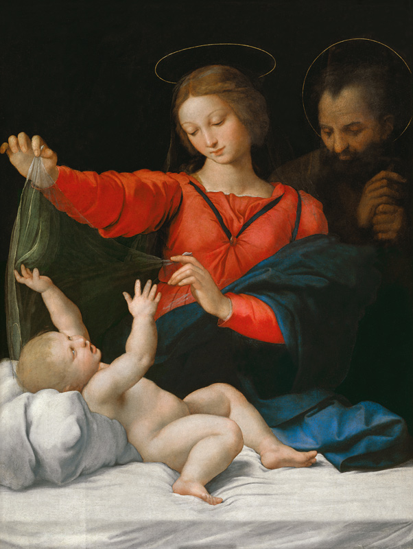 hl. Familie, sogenannte Madonna del Velo. Kopie des verschollenen Gemäldes. von Raffael - Raffaello Santi