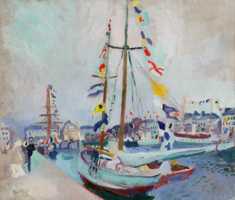 The flagged yacht in Le Havre von Raoul Dufy