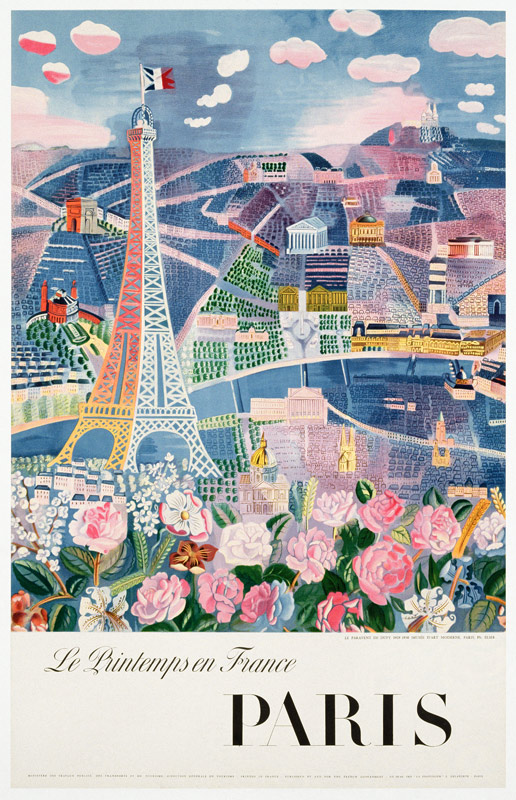 Poster advertising holidays in Paris in the Spring, 1929, reprinted c.1952 von Raoul Dufy