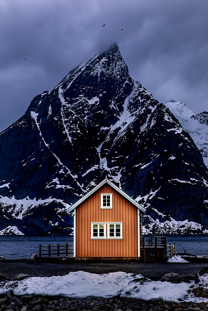 The Yellow Log Cabin in Hamnoy von Raymond Ren Rong Liu