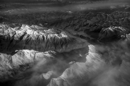 The Snow-capped Mountains and Clouds on the Tibet Plateau