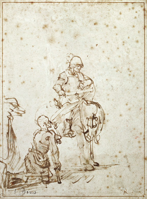 St. Martin and the Beggar (pen & ink on paper) von Rembrandt van Rijn