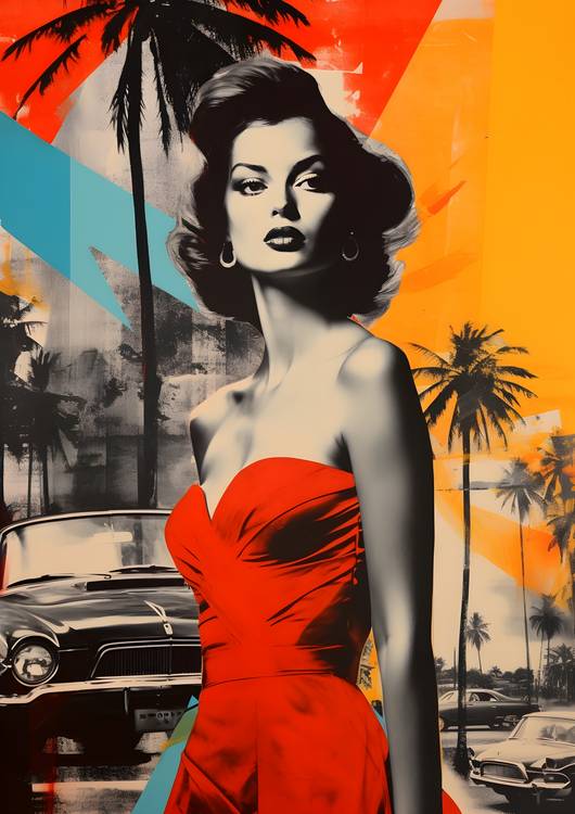 Lady in Red Pop Art von Rosa Piazza