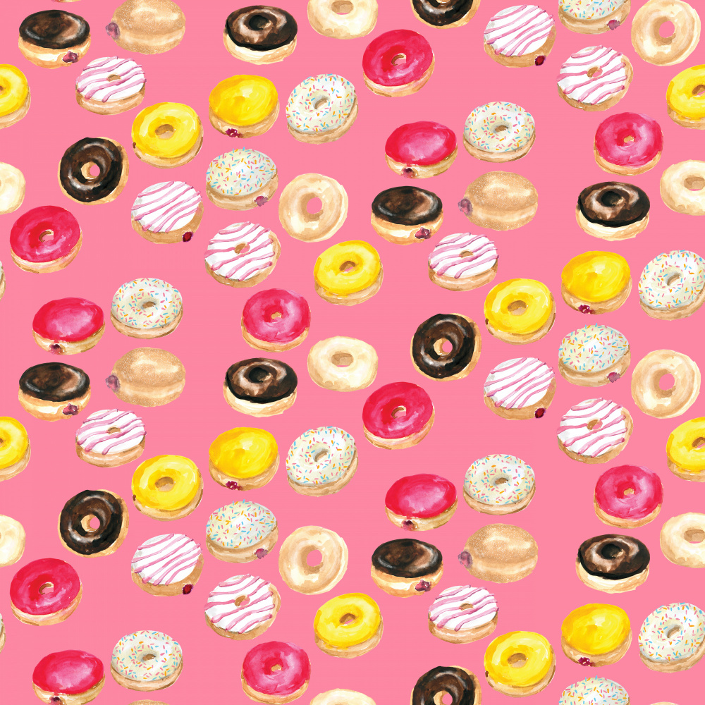 Watercolor donuts pattern in hot pink von Rosana Laiz Blursbyai