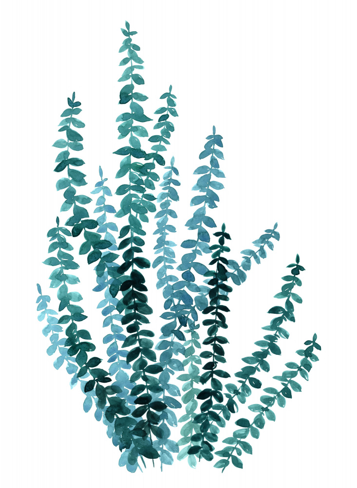 Watercolor eucalyptus branch in teal von Rosana Laiz Blursbyai