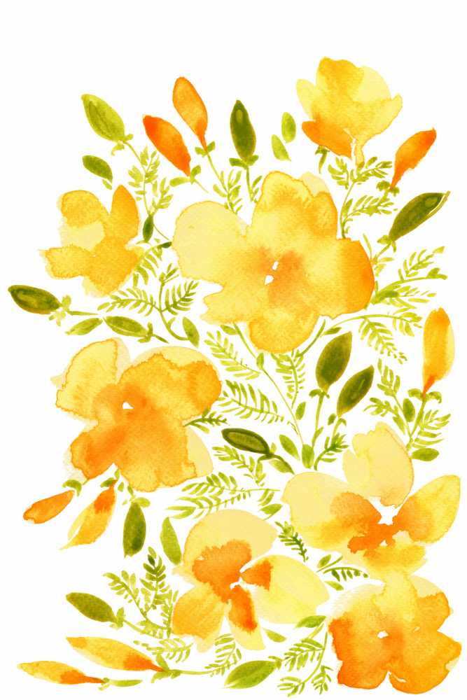 Watercolor California poppies quad 1 von Rosana Laiz Blursbyai