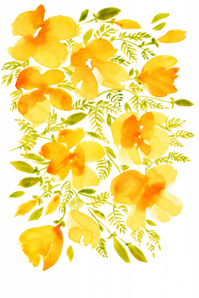 Watercolor California poppies quad 4 von Rosana Laiz Blursbyai