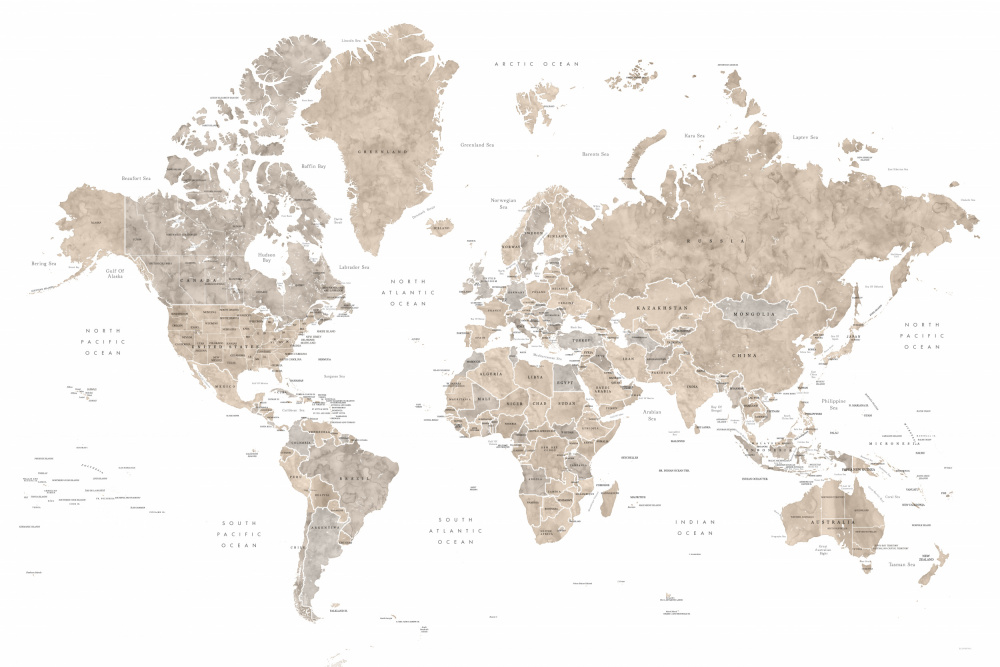 Watercolor world map with countries, Abey von Rosana Laiz Blursbyai