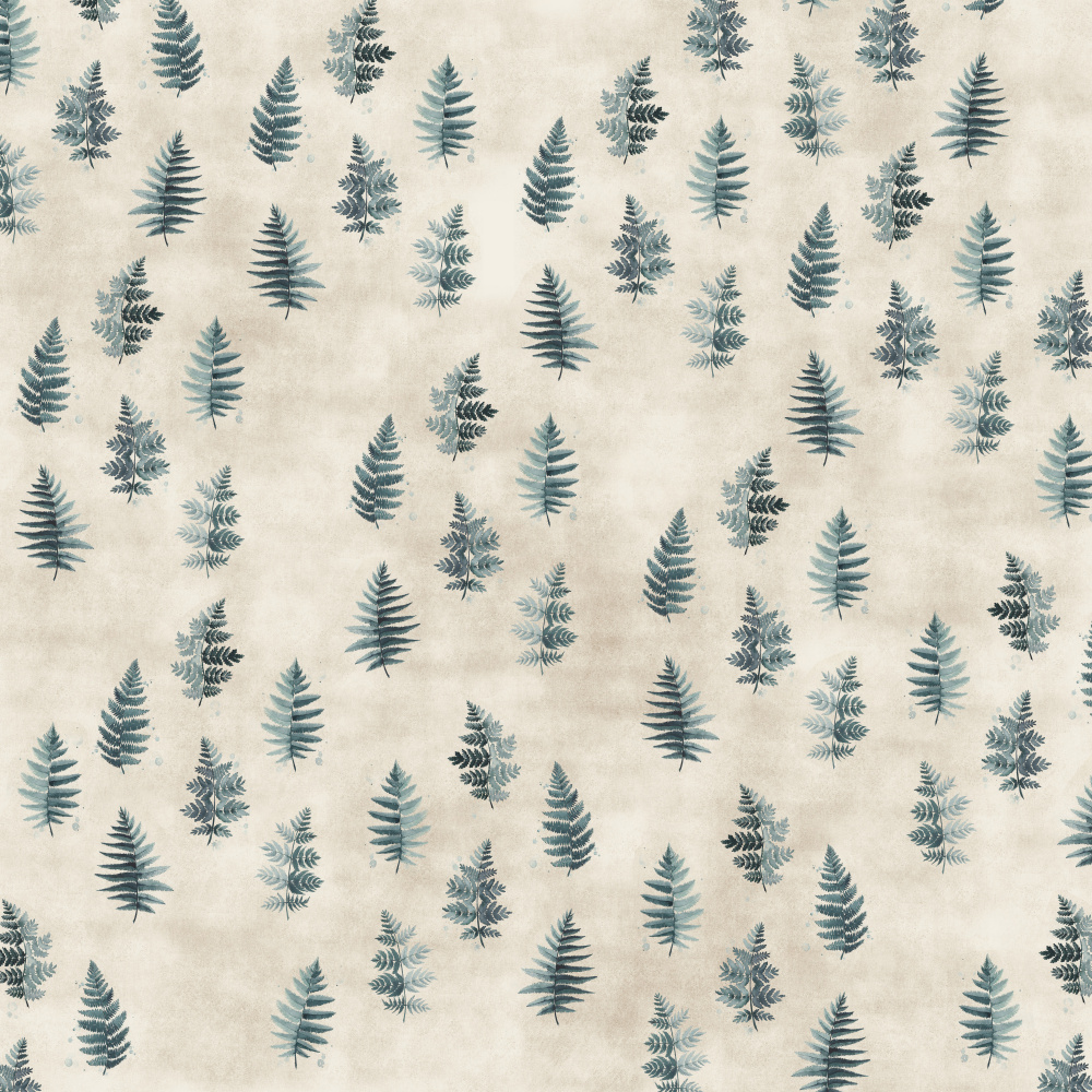 Teal watercolor ferns placed pattern von Rosana Laiz Blursbyai