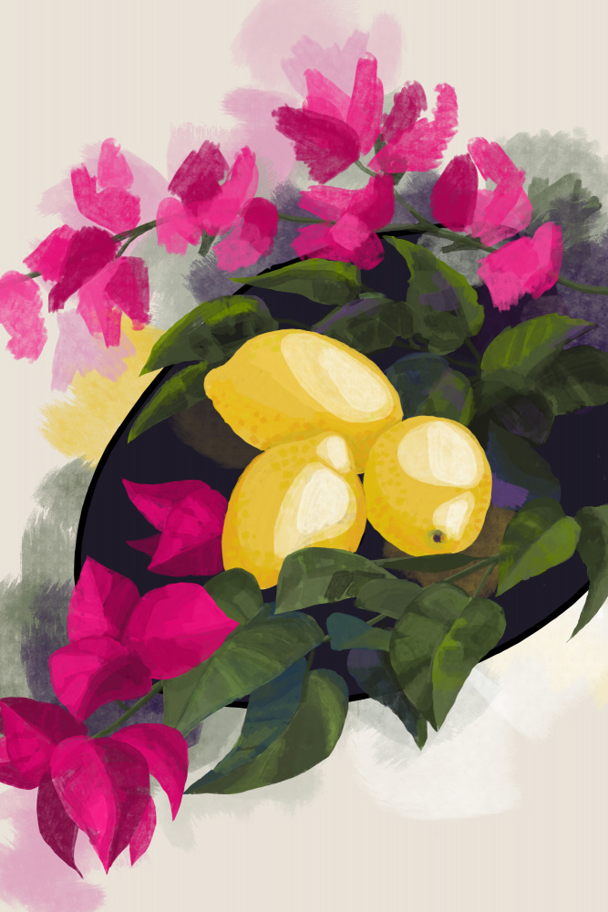 Bougainvillea and lemons von Rosana Laiz Blursbyai