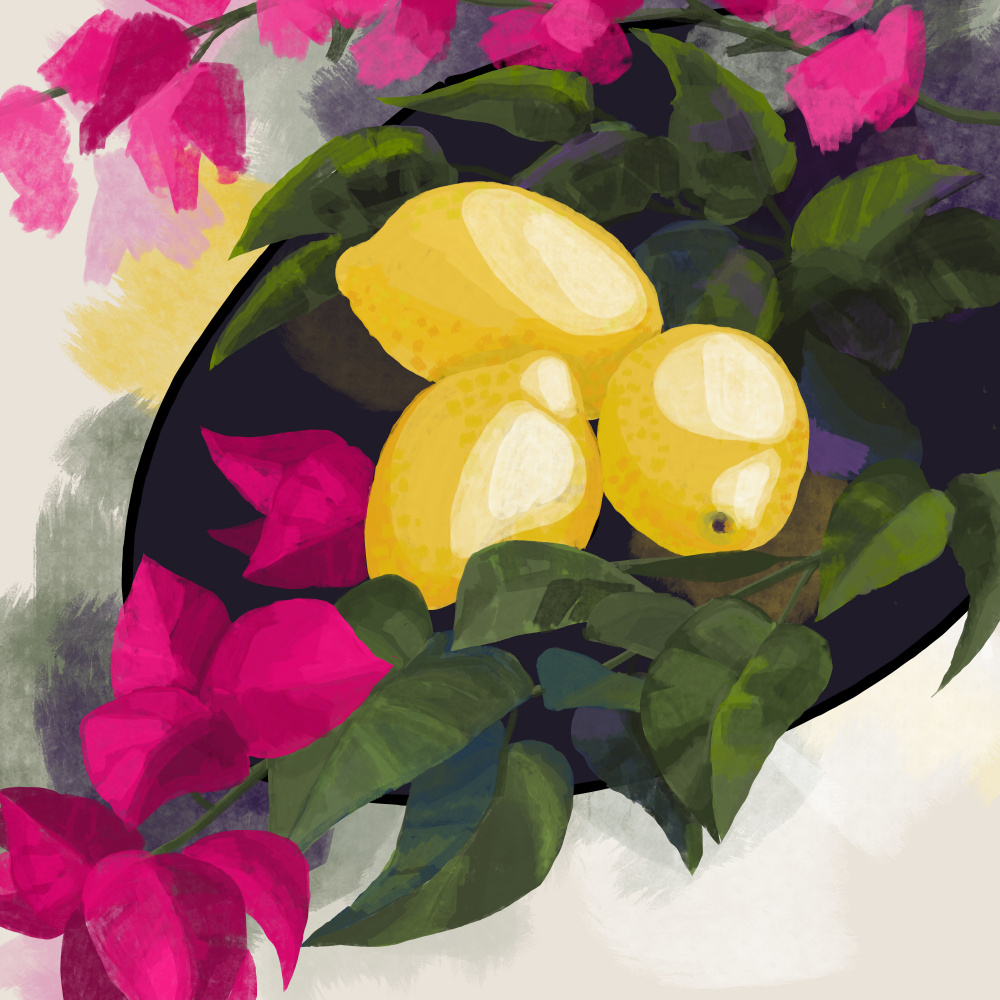 Bougainvillea and lemons von Rosana Laiz Blursbyai