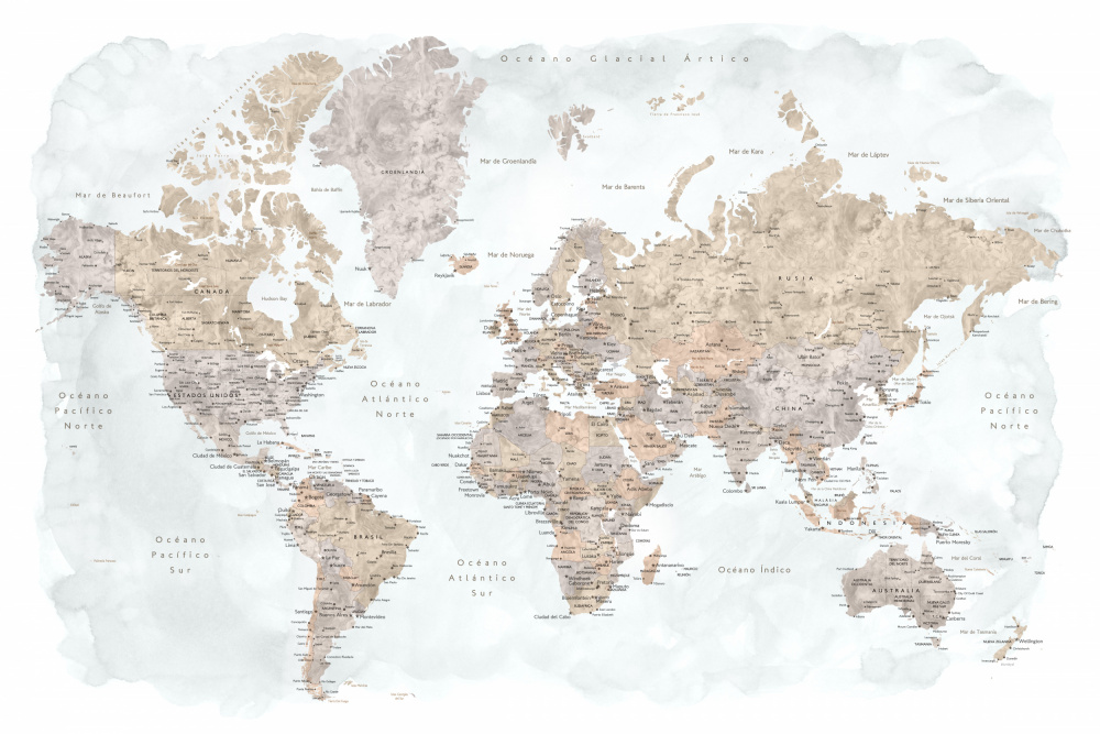 Calista world map in Spanish von Rosana Laiz Blursbyai